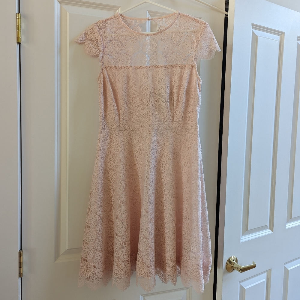 NWOT never worn Jessica Simpson pale pink lace mini dress in size 8